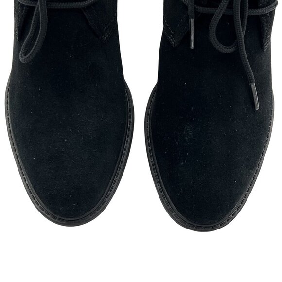 Clarks Womens 8.5 Black Suede Boot Lace Up Heeled Ankle Booties Office Old Money - Picture 10 of 14